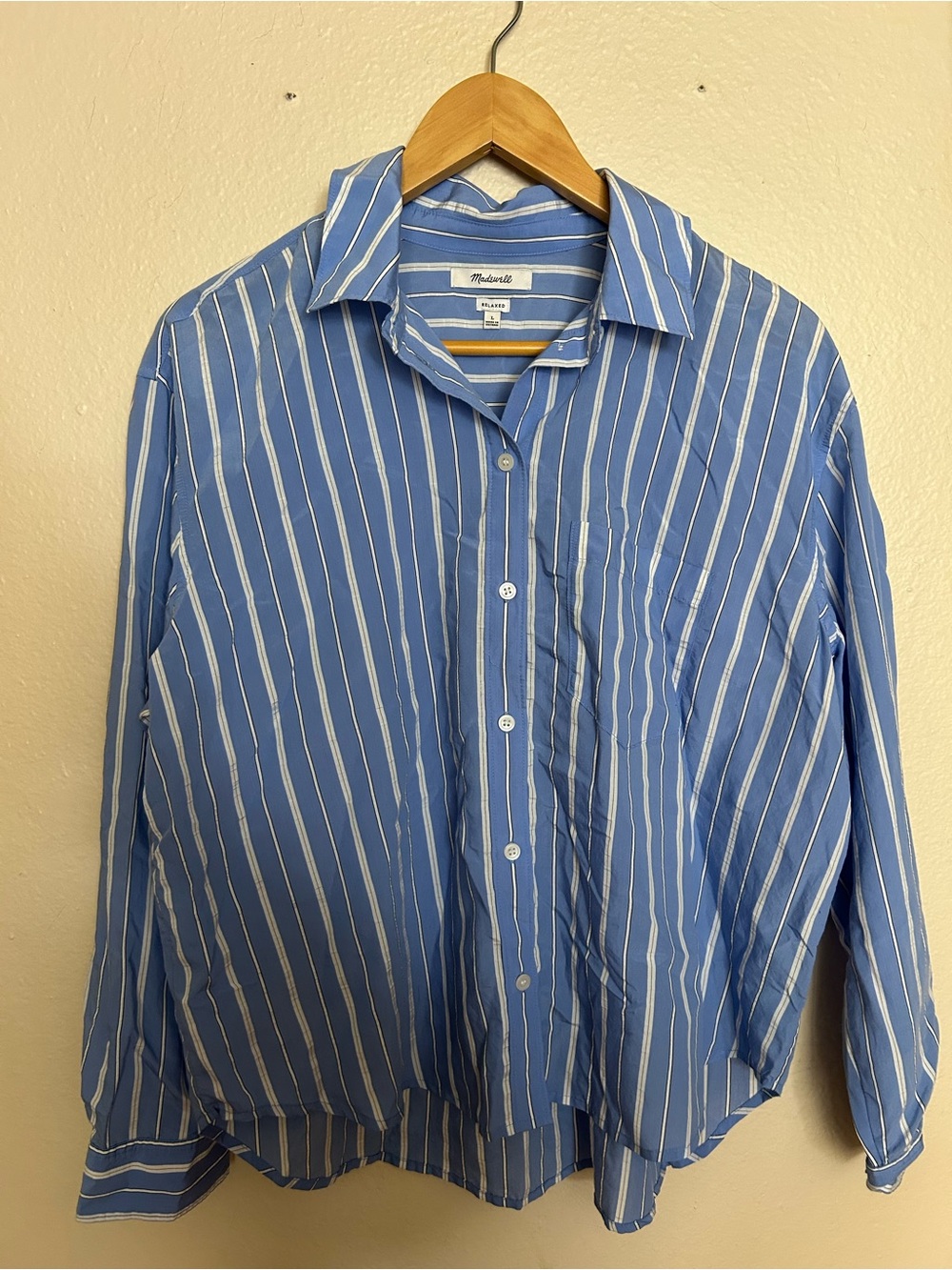 Madewell Blue Striped Button-Down Shirt